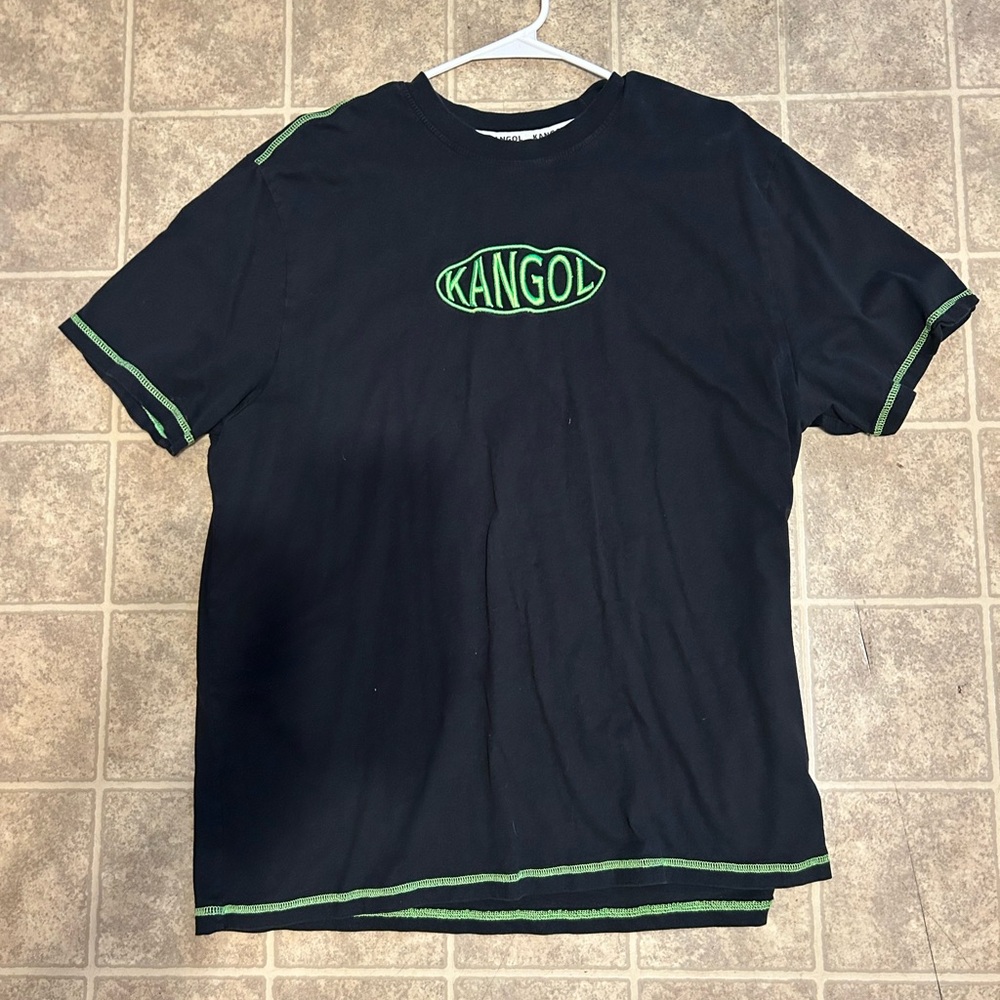 Kangol Men's Black Tee with Green Highlights